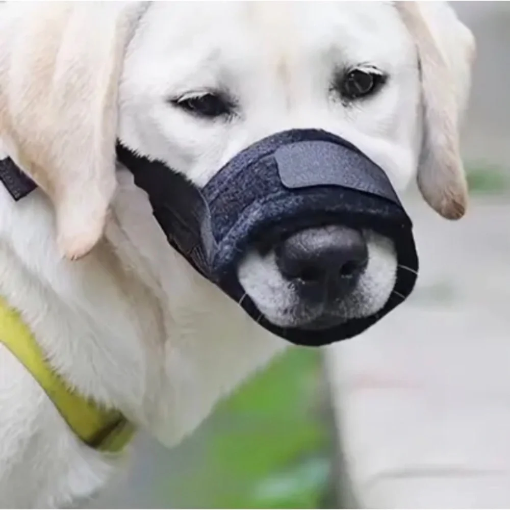 Black Breathable Dog Muzzle with Adjustable Straps (M)